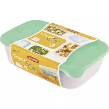 CURVER Fresh & Go set dreptunghiular de 3 recipiente de păstrare (2L + 1L + 0,5L) verde