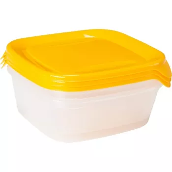 CURVER Fresh & Go set de 3 boluri pentru hrană animale de companie, 0,8L fiecare, galben, cu capace etanșe