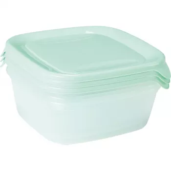 CURVER Fresh & Go set de 3 boluri de păstrare, 0,8 L fiecare, verde, etanșe, pentru microunde și mașină de spălat vase