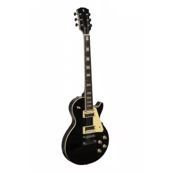 Stagg SEL-STD Black Electric Guitar with Solid Alder Body, Mahogany Set Neck, Rosewood Fretboard, HH Pickups, Tune-o-matic Bridge