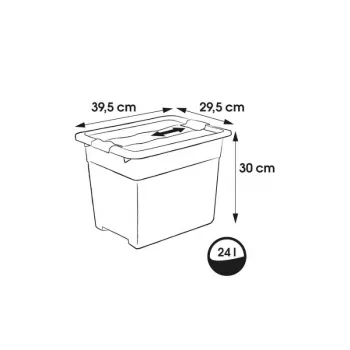Cutie de depozitare keeeper Crystalbox Cornelia cu capac, 24 L, transparent, 39,5 x 29,5 x 30 cm