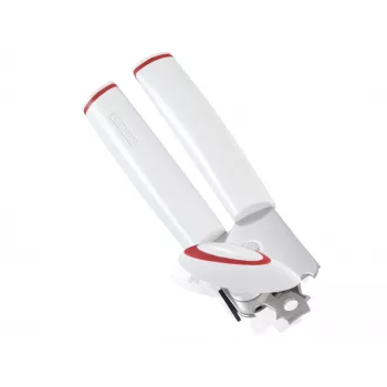 Deschizător de conserve LEIFHEIT Lifty manual Top-Cut cu mâner ergonomic, lamă din oțel inoxidabil, alb/gri