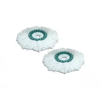LEIFHEIT Clean Twist Disc Mop Replacement Set, 2 Microfibre Mop Heads, White