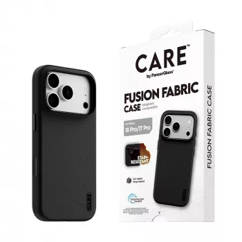CARE by PanzerGlass Fusion Fabric Husă neagră cu MagSafe pentru iPhone 17 Pro