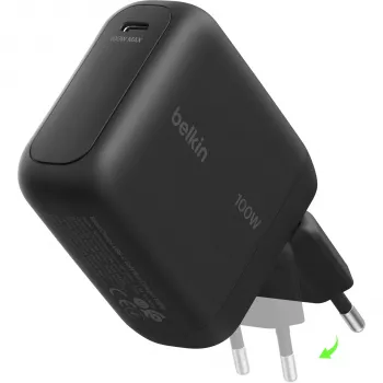 Belkin BOOSTCharge 100W USB-C GaN Încărcător de perete - negru WCH025KQBK