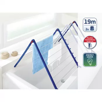 Uscător de rufe extensibil pentru cadă LEIFHEIT Pegasus Bath 190, 19 m, alb/albastru