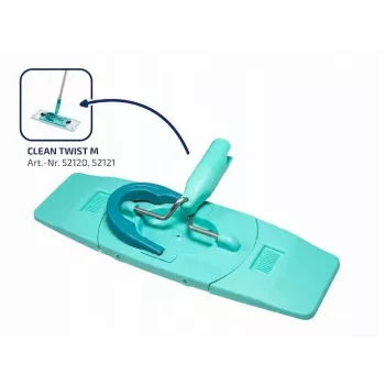 Set LEIFHEIT Clean Twist M Ergo – sistem mop plat cu storcător prin rotire, mâner telescopic, cap din microfibre, găleată 20 L