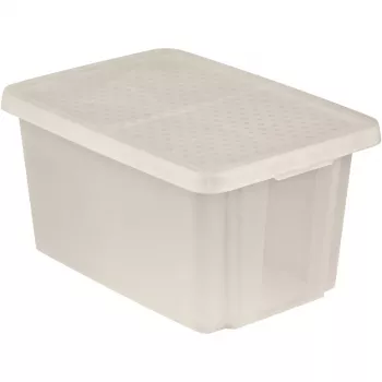 CURVER Essentials Cutie de depozitare 45L transparentă cu capac, 57 x 40 x 30 cm, stivuită, sigură pentru alimente
