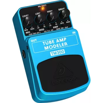 Pedală de efecte Behringer TM300 Tube Amp Modeler pentru chitară electrică, albastru/negru