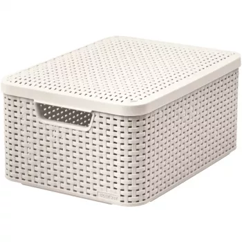 Cutie de depozitare CURVER Style M cu capac, 39,3 x 29,3 x 18,7 cm, crem, 21,6L, pliabilă