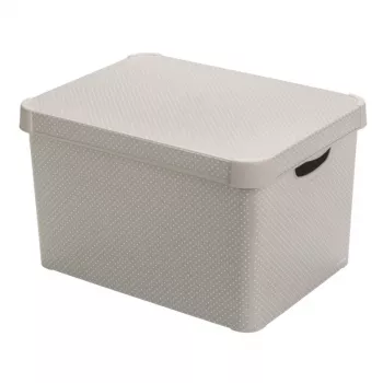 Cutie de depozitare Curver Deco Stockholm L cu capac 39,5x29,5x23,5 cm buline neagră/albă