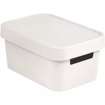 Cutie de depozitare CURVER Infinity Recycled 4,5L cu capac, 27 x 19 x 12 cm, albă