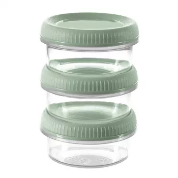 Set de 3 pahare de sos rotunde Curver Smart Eco To Go, 0,08 L fiecare, verde deschis