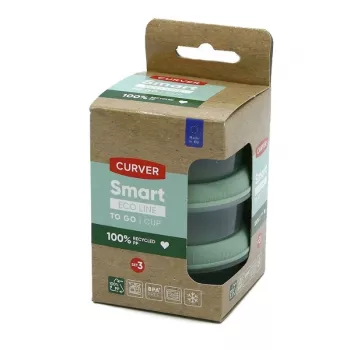 Set de 3 pahare de sos rotunde Curver Smart Eco To Go, 0,08 L fiecare, verde deschis