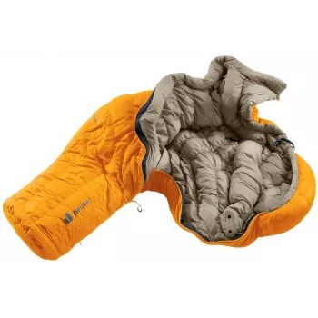 Sac de dormit din puf DEUTER Astro Pro 600 -12°C/10°F Magma-Titanium cu fermoar pe stânga