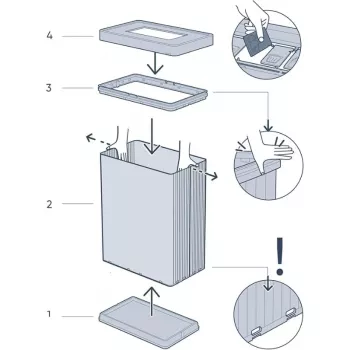 Coș de gunoi dreptunghiular metalizat CURVER Verto Recycle 54L roz perlat