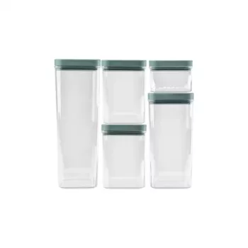 Set de 6 cutii de depozitare alimente uscate CURVER Kara 0,5L + 2x1,2L + 1,8L + 2,4L, transparent/petrol, etanșe, stivabile, fără BPA