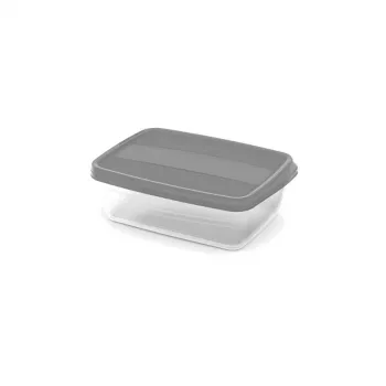Set de 2 cutii de depozitare alimente dreptunghiulare CURVER Vedo 1,75L transparent gri