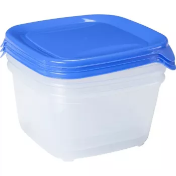 Set de 3 cutii de depozitare alimente pătrate Curver Fresh & Go 1,2L albastru