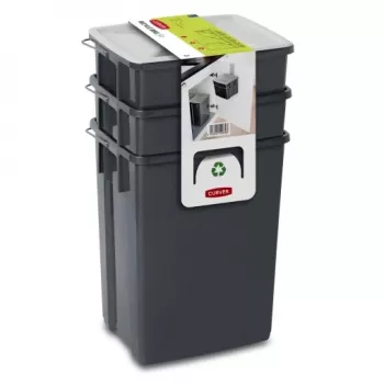 Set de coșuri de gunoi CURVER Biobox 2x10L + 6L gri