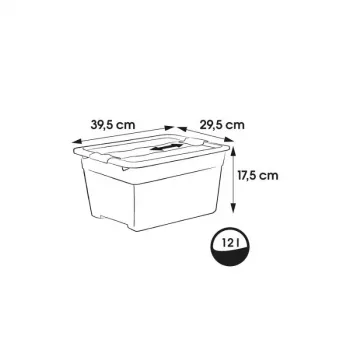 Cutie de depozitare cu capac keeeper Crystalbox Cornelia, 12 L, transparentă, 39,5 x 29,5 x 17,5 cm