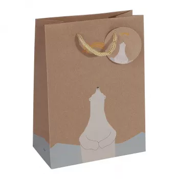 Pungi cadou SIGEL GT050, motiv urs polar cu stea căzătoare, 17 x 23 cm, pachet de 5, hârtie, mânere din șnur, certificat FSC