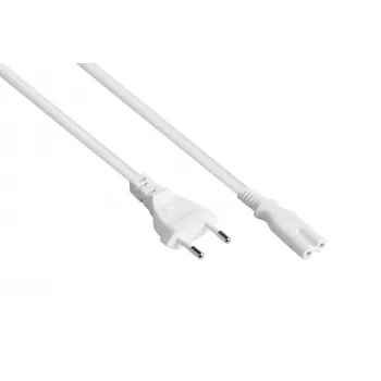 Kabelmeister Cablu de alimentare Euro tip C la C7 Figure-8, Alb, 0,75mm², 10m