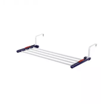 LEIFHEIT Hanging Tumble Dryer Quartett 20, 2m Drying Length, 4 Coated Steel Rods, Foldable, White/Blue