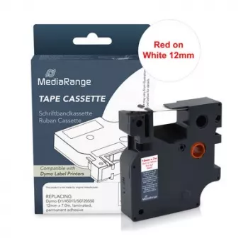 Bandă de etichetat compatibilă MediaRange Dymo D1 12mm x 7m roșu pe alb