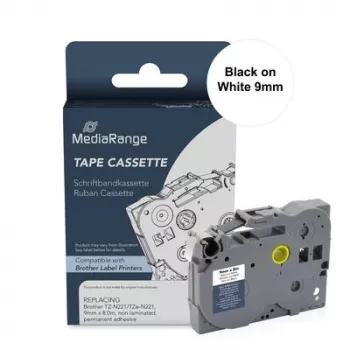 MediaRange Casetă bandă de etichetare pentru Brother TZ-N221/TZe-NX221, 9mm x 8m, negru pe alb
