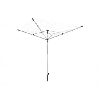 LEIFHEIT LinoPush 500 Umbrelă de rufe rotativă, 50 m frânghie, aluminiu, buton push, manșon de sol inclus