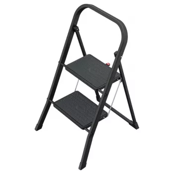 HAILO K44 StandardLine Scară pliabilă cu mâner de siguranță, 2 trepte, oțel, negru, 150 kg