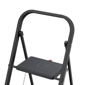 HAILO K44 StandardLine Scară pliabilă cu mâner de siguranță, 2 trepte, oțel, negru, 150 kg