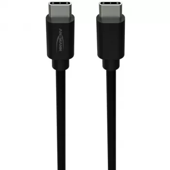 Cablu de date și încărcare ANSMANN USB-C la USB-C, 1,2 m, 60W Power Delivery, negru