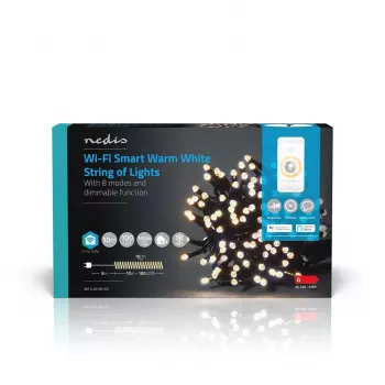 Ghirlandă LED Wi-Fi Nedis SmartLife alb cald 10 m 100 LED-uri IP44 WIFILX01W100