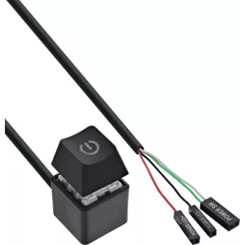 Cablu prelungitor cu întrerupător pentru PC InLine® negru, 2 m
