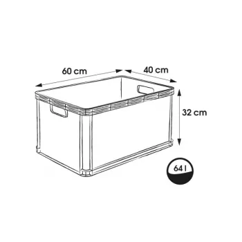 keeeper Robert Cutie de transport 64L pentru sarcini grele, sarcină 60 kg, 600x400x320 mm, Gri