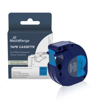 Casetă de bandă de etichetat MediaRange pentru Dymo D1 91225/S0721700 12mm x 4m negru pe albastru
