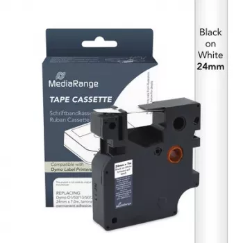 Casetă de bandă de etichetat MediaRange Dymo D1 24mm x 7m negru pe alb (S0720930/53713)