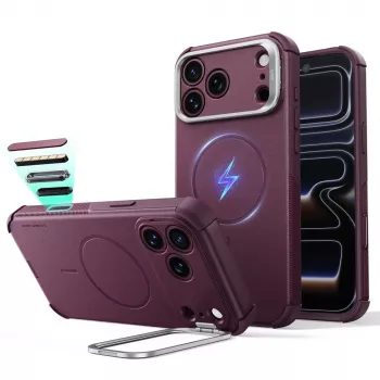 ESR Cyber Tough Kickstand MagSafe Case for iPhone 17 Pro / 18 Pro – Deep Burgundy