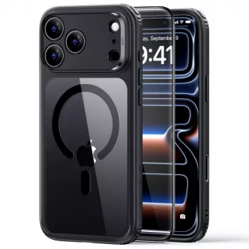 ESR Classic Hybrid MagSafe & Tempered Glass Case for iPhone 17 Pro Max / 18 Pro Max - Clear with Black Frame