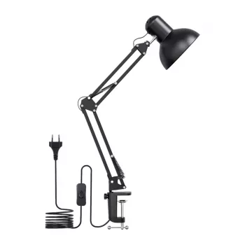 LEPRO 3100027-EU lampă de birou LED cu port de încărcare USB, 5 temperaturi de culoare, 7 niveluri de luminozitate, control tactil, timer, braț flexibil, protejează ochii, negru