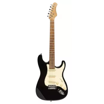 Chitară electrică Stagg SES-55 BLK - corp solid din arin, gât din arțar, doze SSS, negru