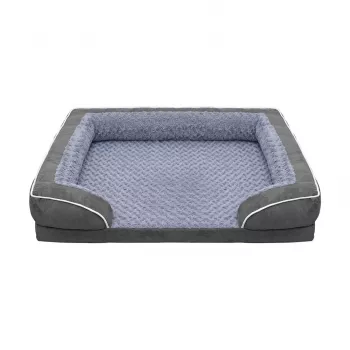 Canapea ortopedică premium pentru animale de companie REBEL ANIMALS pentru câini și pisici, extra mare, 134x106x20 cm, husă detașabilă lavabilă, bază antiderapantă, rezistentă la apă, hipoalergenică, gri