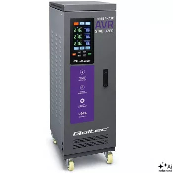 Stabilizator de tensiune trifazat Qoltec AVR MULTIPROTECTION | 40kVA | precizie ± 3% | servomotor 3F | LCD | Expert Line