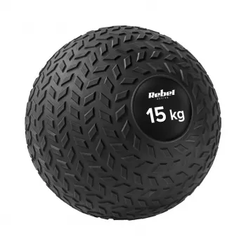 Minge Slam Ball Rebel Active 15 kg 23 cm neagră - minge medicinală pentru forță și recuperare