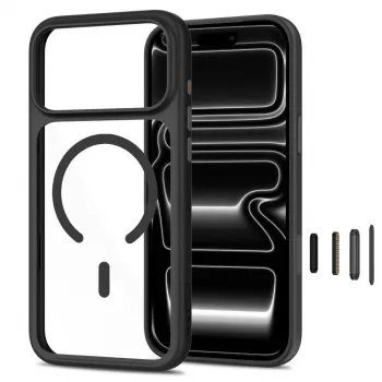 Set 2 buc. husă și sticlă MagSafe TECH-PROTECT MAGONE pentru iPhone 17 Pro Max / 18 Pro Max, negru/transparent