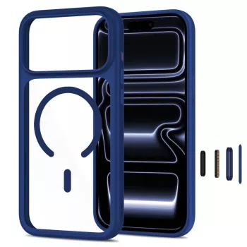 Set 2 buc. husă și sticlă MagSafe TECH-PROTECT MagOne pentru iPhone 17 Pro / 18 Pro, albastru intens/transparent
