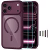 Set 2 buc. husă MagSafe TECH-PROTECT MagOne cu protecție de ecran din sticlă călită pentru iPhone 17 Pro Max / 18 Pro Max, cireșă închis/transparent