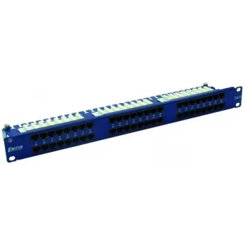 Patch panel EMITERNET 48 porturi RJ45 UTP Cat.6 1U cu șină de management al cablurilor, albastru